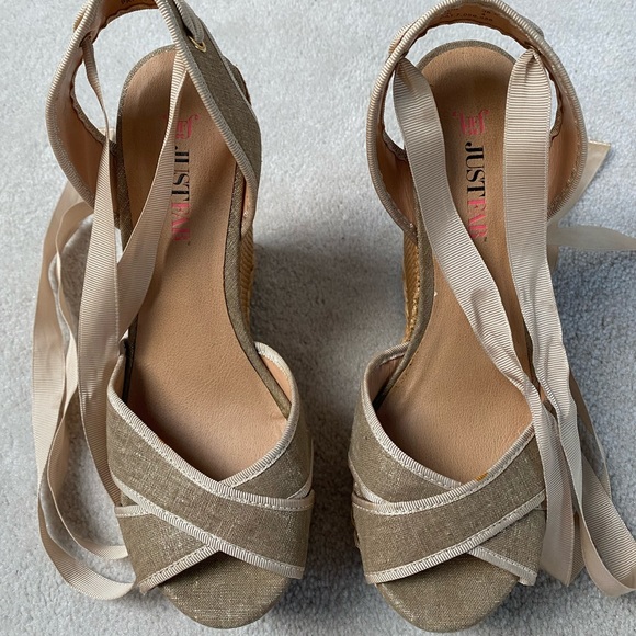 Lovely, platform espadrille wedges. Wrap ankle strap. Back height 5” front 1.75” - Picture 6 of 9